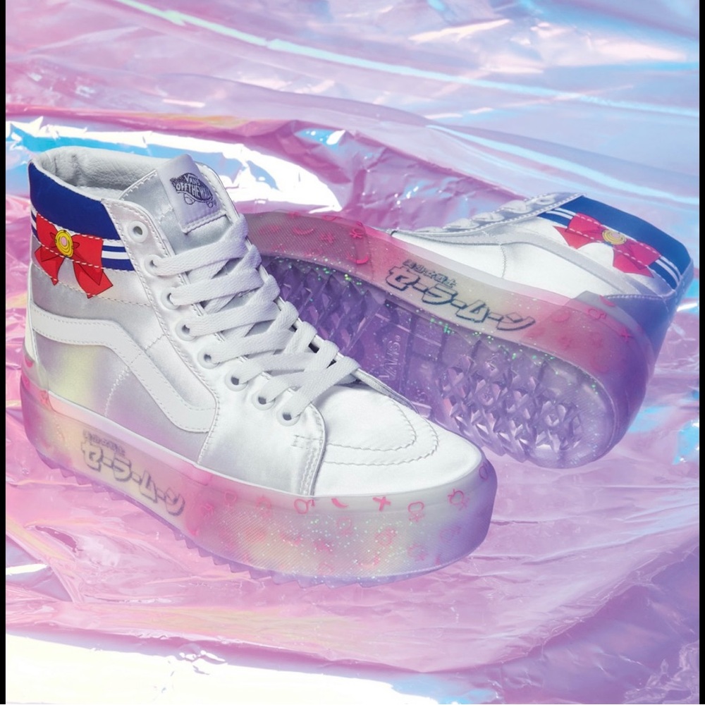 Vans White Pink Sailor Moon Platform High-Top Sneakers